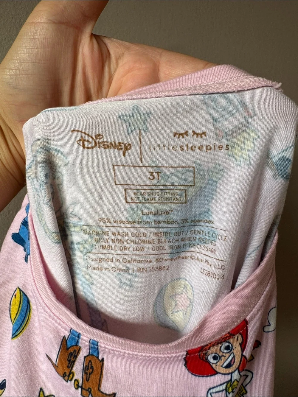 Little Sleepies x Disney Pixar Bamboo Pink Toy Story Long Sleeve PJ‎ Set 3T